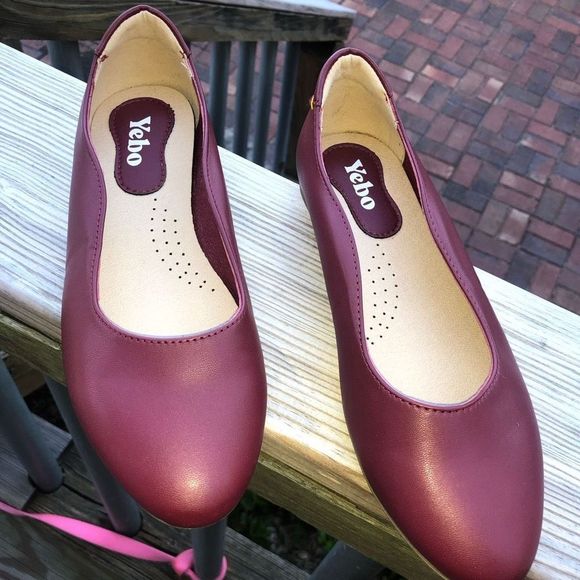 Anthropologie Yebo SOLUDOS EUC Vegan Maroon Red Ballet Flat Size 6, MSRP $78 - Picture 4 of 9